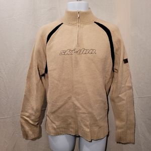 Tan Ski-doo Wool Blend 1/4 Zip Sweater